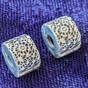 Two Pandora 925 Sterling Silver Bracelet Charms Spacers, Layering Work